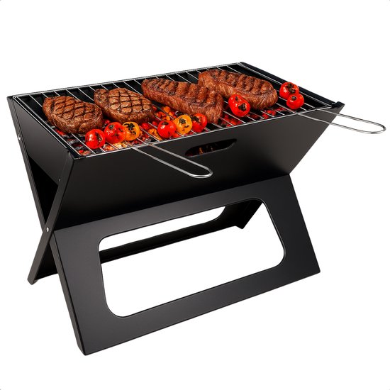 Cheqo® Draagbare Houtskoolbarbecue - Tafelbarbecue - Tafel BBQ Houtskool Barbecue Draagbaar - Camping BBQ - Staal van Merkloos