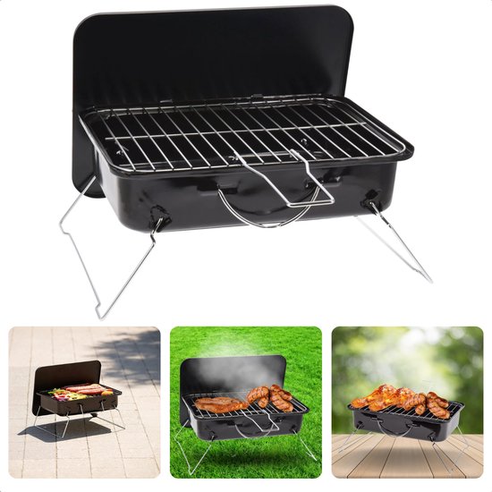 Cheqo® Draagbare Tafelbarbecue - Tafel Barbecue - Kleine BBQ voor Balkon, Camping en Strand - 35x25 cm van Cheqo