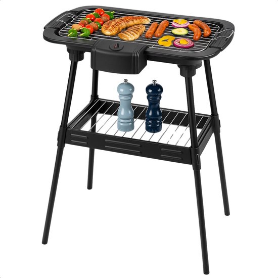 Cheqo® Elektrische BBQ 2-in-1 - Rookvrij - Tafelbarbecue Voor Binnen & Buiten - Elektrische Barbecue - BBQ voor Camping & Tuin van Cheqo