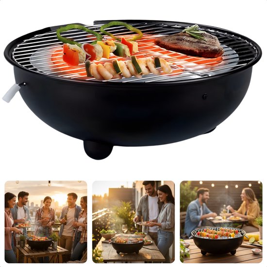 Cheqo® Elektrische Tafel Bbq - Elektrische Tafelbarbecue - Tafel Bbq - Tafelbarbecue - Elektrische Bbq - Elektrische Barbecue - Tafel Grill - Elektrische Grill - Indoor Bbq - Bbq voor Binnen - Rookvrije Tafel Bbq van Merkloos