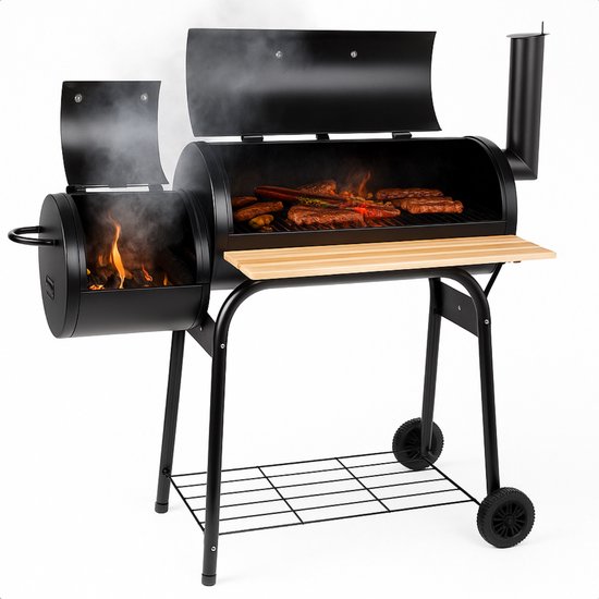Cheqo® Houtskool Barbecue - BBQ - Smoker Barbecue Grill - Rookoven - 2-in-1 Barbecue en Smoker - Houtskool van Cheqo