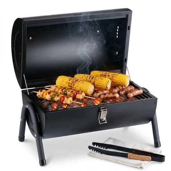 Cheqo® Houtskool BBQ - Tafelbarbecue - Tafelgrill - Draagbare Barbecue - Camping BBQ - Opvouwbaar en Inklapbaar - Mini BBQ voor Balkon - Compact - Houtskoolbarbecue - Tafel BBQ - Picknick BBQ - Grillrooster - Barbecue - Buitengrill van Merkloos