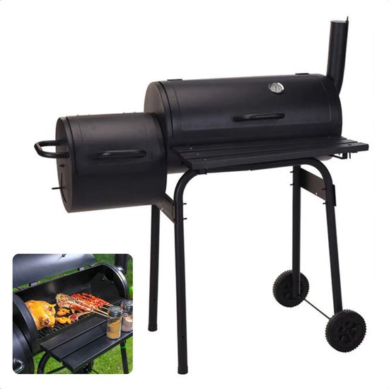 Cheqo® Houtskoolbarbecue - Barbecue Smoker - Houtskool Rookoven - Verrijdbare BBQ - Gegalvaniseerd Staal - Thermometer van Cheqo®