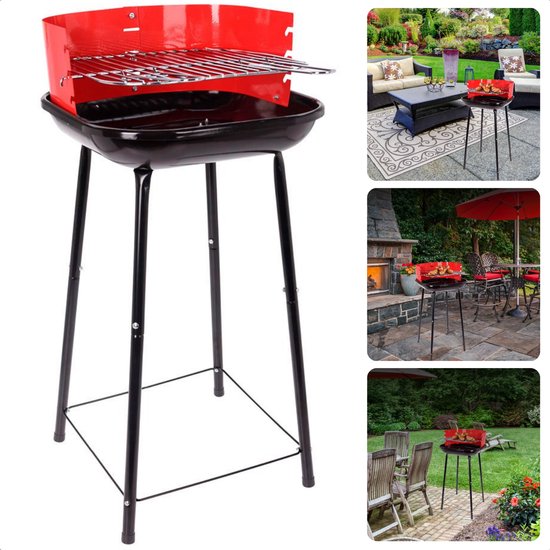 Cheqo® Houtskoolbarbecue - Houtskool BBQ - Barbecue - Ø41cm - Windscherm - Grillrooster - Vuurschaal 0,7mm - Gewicht 2.8kg van Cheqo®