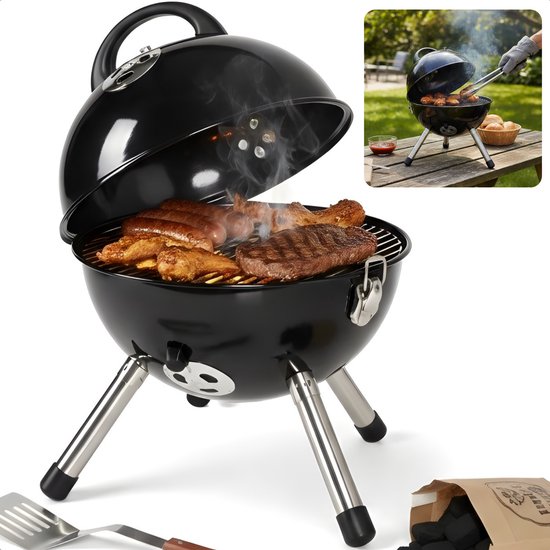 Cheqo® Kogelbarbecue - Houtskoolbarbecue - Houtskool Bbq - Kogel Bbq - Kolenbarbecue - Kogelgrill - Ronde Barbecue - Ronde Bbq - Barbecue Met Deksel - Houtskoolgrill - Draagbare Houtskool Bbq - Draagbare Barbecue van Merkloos
