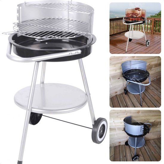 Cheqo® Luxe Houtskoolbarbecue - Barbecue - BBQ Verrijdbaar - 4 Kookhoogtes - Grillrooster ø42.5 cm - Met Windscherm - 2 Grillhandvaten - 4.2 kg van Cheqo®