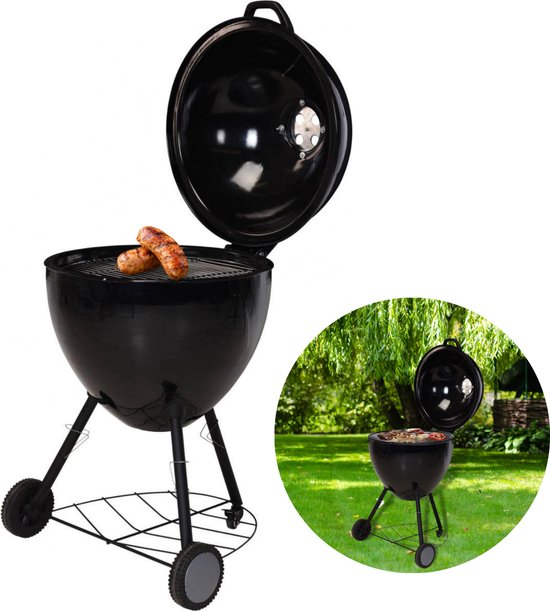 Cheqo® Luxe XXL Houtskool BBQ - Ø 56.5cm - Grill-Oppervlak 49cm - RVS Ventilatierooster - 97cm Hoogte - 14.6kg Gewicht - Verrijdbaar - Barbecue van Cheqo®