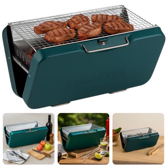Cheqo® Opvouwbare Houtskool Tafelbarbecue - Opvouwbaar en Compact - Draagbaar - Tafelgrill - BBQ Tafelmodel - BBQ voor Camping of Park van Merkloos