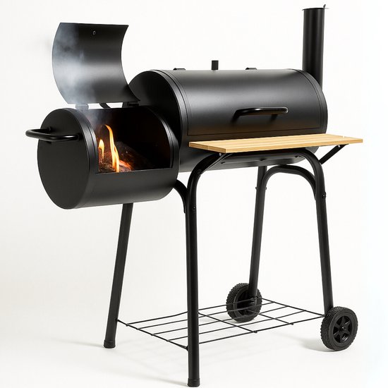 Cheqo® Rookoven met Barbecue - Rook Oven - BBQ Smoker Barbecue 2-in-1 - Verrijdbare BBQ - Houtskool & Rookoven - Met Wielen van Merkloos
