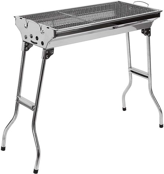 CINK & Co Houtskoolbarbecue voor 5 tot 10 Personen - Inklapbaar - RVS - Op Standaard - 73 x 33,5 x 70 cm