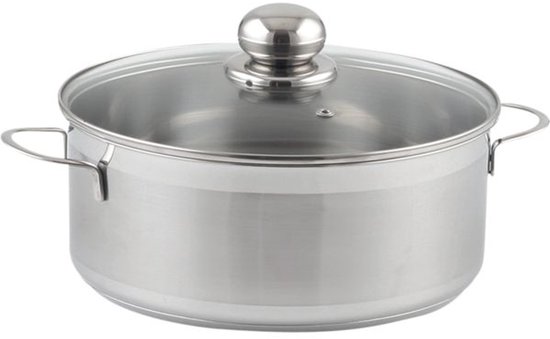 City braadslede met glazen deksel, roestvrij staal, ø 240 mm van Merkloos