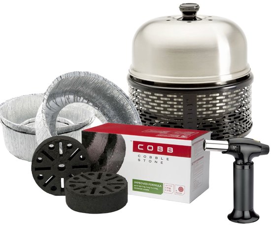 Cobb Pro - Barbecue Set - RVS - Inclusief 6 Cobble Stones - Met Jetflame Aansteker - Samen Buiten Set van Cobb