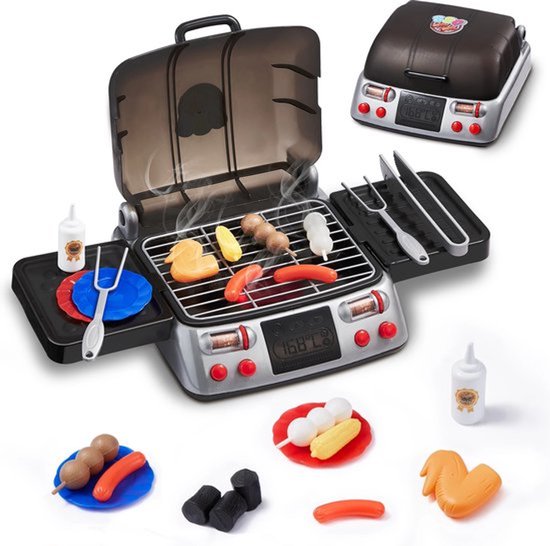 Collox Speelgoed Barbecue Grill voor kinderen - Kinder Barbecue - Met licht, geluid en rook effecten - Keukenspeelgoed - Inclusief accessoires van Merkloos