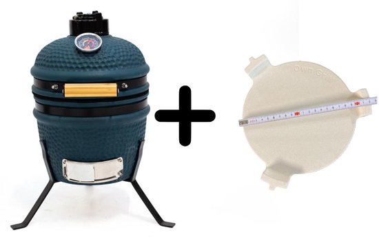 Compleet - Own Grill 13 inch kamado barbecue V2 blauw met heatdeflector van Compleet