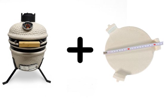 Compleet - Own Grill 13 inch kamado barbecue V2 creme met heatdeflector van Own Grill