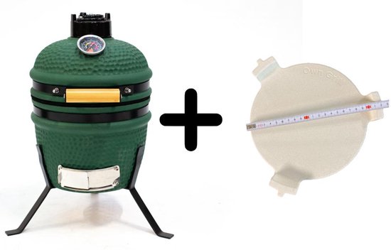 Compleet - Own Grill 13 inch kamado barbecue V2 groen met heatdeflector van Compleet