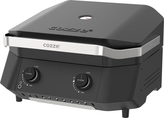 Cozze - Plancha G-500 met Deksel en 2 Branders 6,5 kW - Bijenwas - Zwart van Cozze
