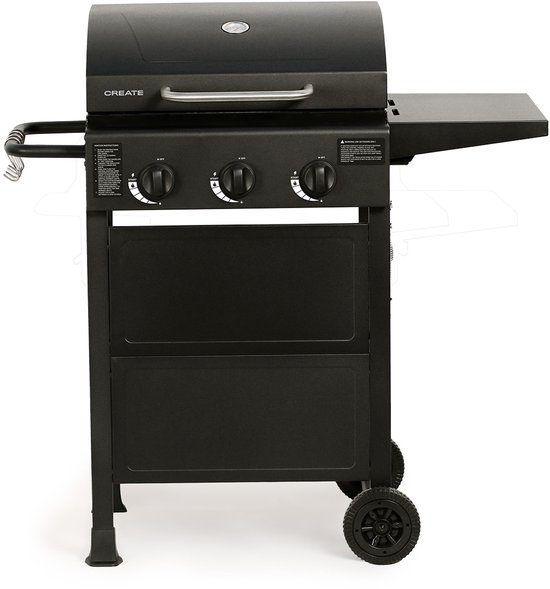 CREATE - 9kW gasbarbecue met 3 branders en inklapbare tafel - BBQ GAS BURNER