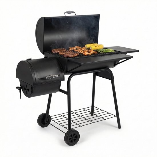 Dailygoods - Houtskool Smoker 136 cm met Warmhoudrek en Zijtafel