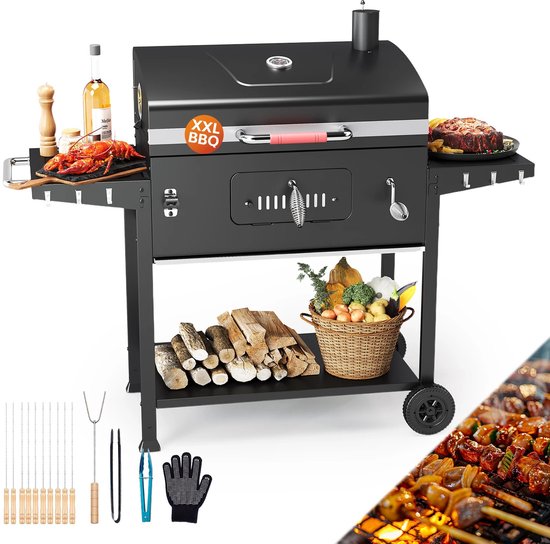 Damenzo - Barbecue - Barbecue houtskool - Grill - Grill apparaat - Bbq - Bbq houtskool - 71x42.5 cm - Zwart van Merkloos