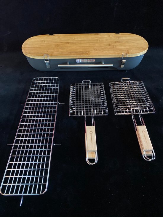 Designnest Flip Grill BBQ Gemakkelijk mee te nemen barbecue met draaibare roosters en geïntegreerde snijplank van Designnest