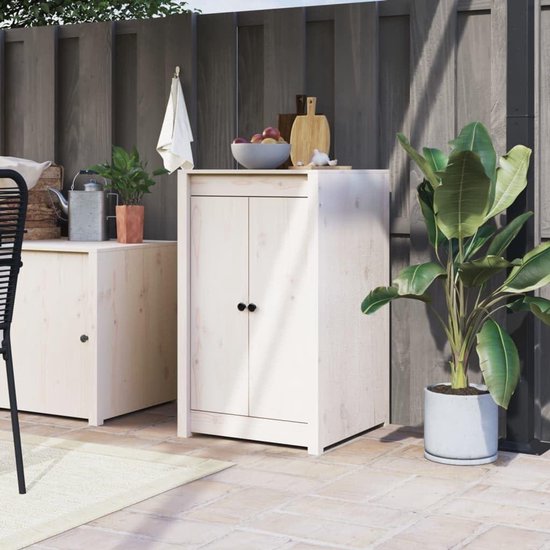 Deuren Buitenkeuken - Kastdeuren Hout - Buiten Koken - Massief Grenenhout - 50x9x82 cm - Wit
