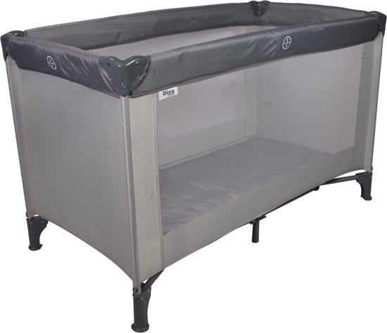 Ding Campingbedje - Grijs - 120x60 cm - Reisbedje inclusief bodemmatrasje van DING.