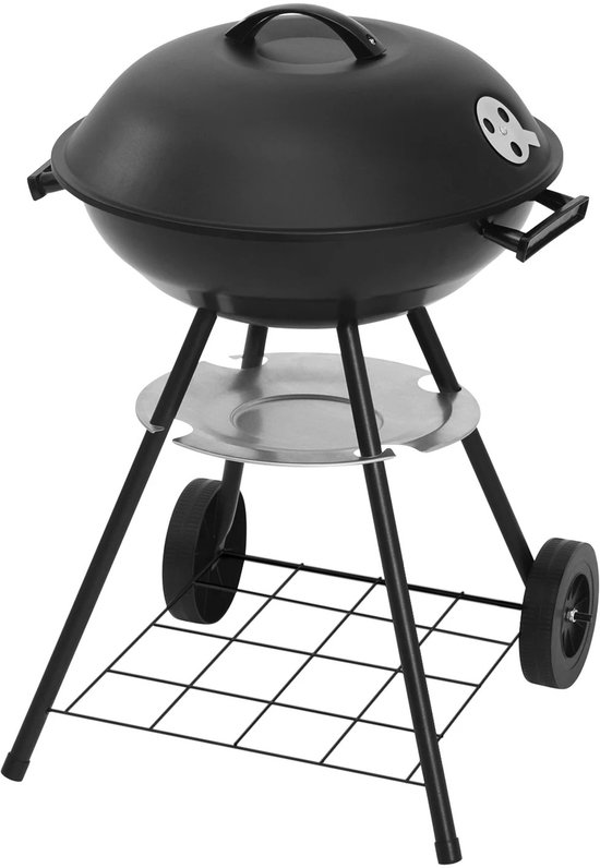 DoneMore® – houtskoolketel barbecue – verrijdbare barbecue – met wielen – ventilatieregeling – zwart – 44 x 73 cm – 4,2 kg van Merkloos