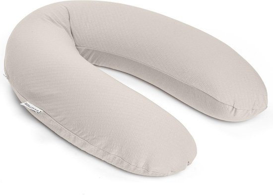 Doomoo Buddy - Voedingskussen - Zwangerschapskussen - Zijslaapkussen met superfijne en extra stille microkorrels - Bio katoen - 180cm - Tetra Jersey Sand van Doomoo
