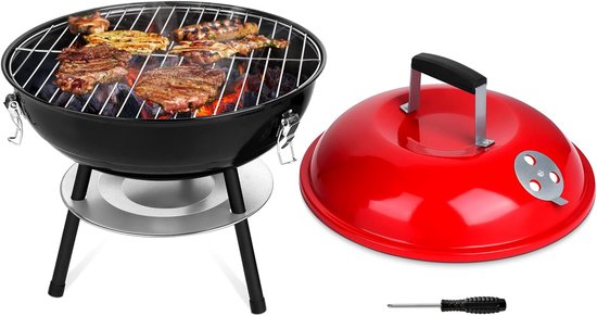 Draagbare 14 inch houtskoolgrill voor buiten - Mini BBQ voor tuin, kamperen en picknicken