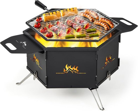 Draagbare 2-in-1 Campinggrill voor Outdoor Activiteiten - Inklapbare Houtskoolgrill voor 4-5 Personen van Merkloos