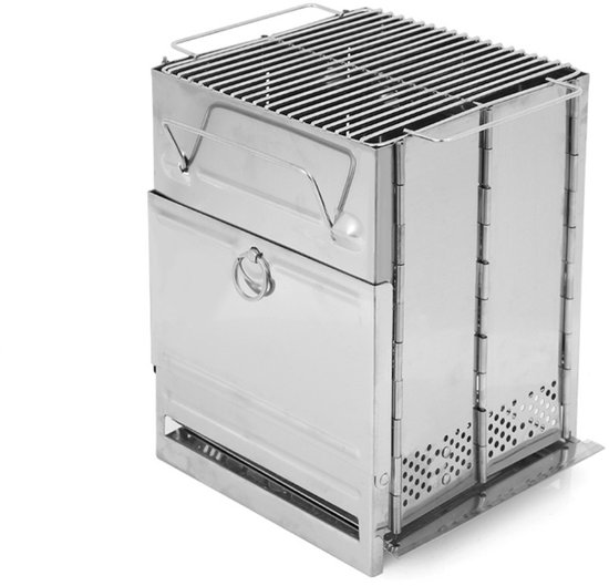 Draagbare barbecue - Houtskool BBQ - Opvouwbaar - RVS - Gemakkelijk Schoon te Maken - 14×14×21 cm