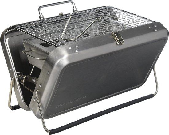 Draagbare BBQ Koffer Zilver - Compact en Lichtgewicht Model van Cheffinger