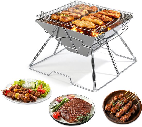 Draagbare Camping Barbecue - Opvouwbare Houtskool BBQ voor Onderweg en Vakantie