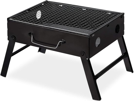 Draagbare camping barbecue voor 4 personen inklapbaar - HBD: 23 x 425 x 265 cm zwart Barbecue van Bo-Camp