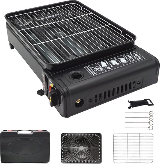 Draagbare Camping Grillset - Compacte BBQ Set met Grillrooster en Grillpan voor Buiten van Merkloos