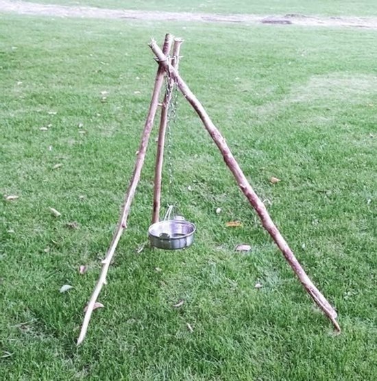 Draagbare Camping Tripod Set voor Koken - Roestvrijstalen Campfire Accessoires met Verstelbare Ketting en Haak, voor Buiten Koken en Kamperen