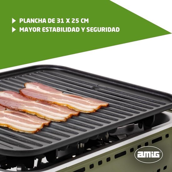 Draagbare Grill-Barbecue – Camping BBQ – Gasbarbecue – Outdoor Grill – Campinggrill – Gietaluminium Grillrooster – Roestvrijstalen Vetopvangbak – 1,8 kW Vermogen – Geschikt voor B-250 Gascartridges