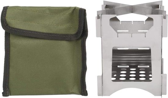 Draagbare Houtgestookte Kookstoof voor Kamperen, Vouwen, RVS, Mini Kookgerei voor Buitenactiviteiten, Hiking en Picknicken