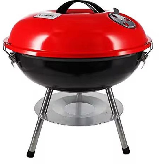 Draagbare Houtskool Barbecue - Ronde BBQ Grill - Voor Camping, Tuin & Picknick - Opvouwbaar & Lichtgewicht - Rood - Apple-vormig van Merkloos