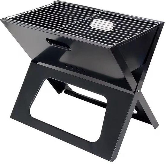 Draagbare Houtskool Barbecue – Snels inklapbare RVS Buiten Grill – Voor Camping, Tuin en Picknick – 44 cm van Gadgy