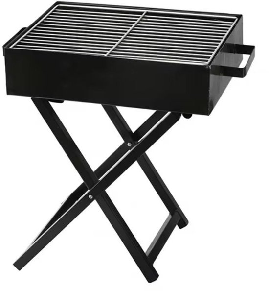 Draagbare Houtskool BBQ Grill met Deksel – Opvouwbare Barbecue voor Buiten, Tuin of Camping – 30x40x75 van Merkloos
