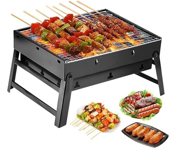 Draagbare Houtskoolgrill - 17 Inch Opvouwbare Barbecue voor Buiten, Picknick en Strand