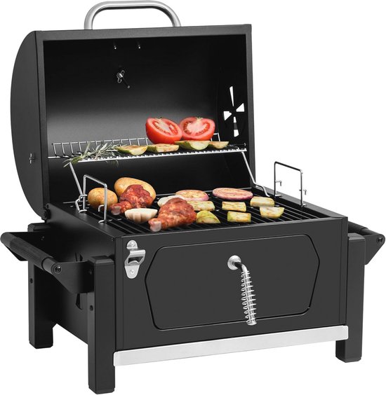 Draagbare Houtskoolgrill met Zijhandgrepen - Compacte Outdoor Grill voor Picknicks, Reizen en Kamperen