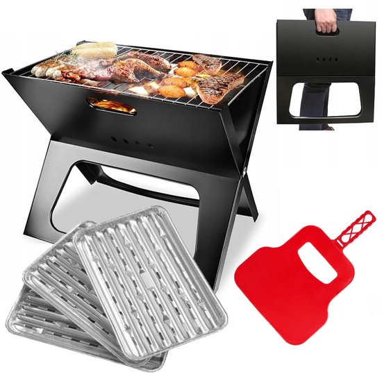 Draagbare Koolgrill Balkon - Inkl. BBQ-accessoires en aluminium bakken