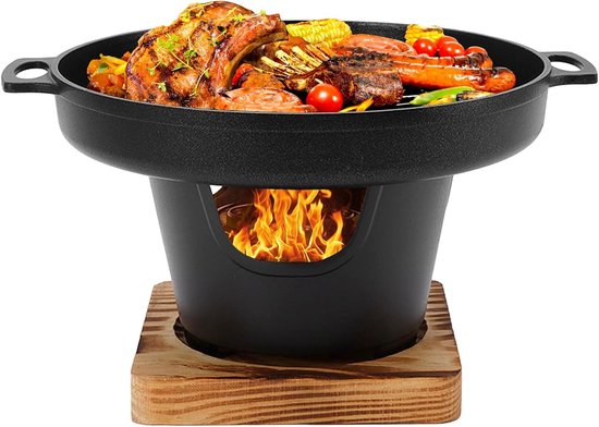 Draagbare Mini Grill - Tafel BBQ - Compact Grillen - Rookvrij Ontwerp - 844 Gram - Zwart van Merkloos