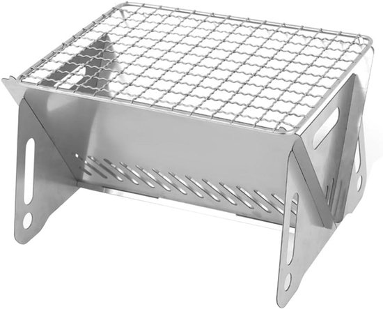 Draagbare roestvrijstalen mini-campinggrill voor buitenactiviteiten - Ideaal voor picknicks en kamperen van Merkloos