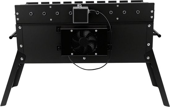 Draaibare Barbecue Grill - Houtskool BBQ - Buiten Koken - Automatische Rotatie - 55 x 29 x 25.5 cm - Zilver