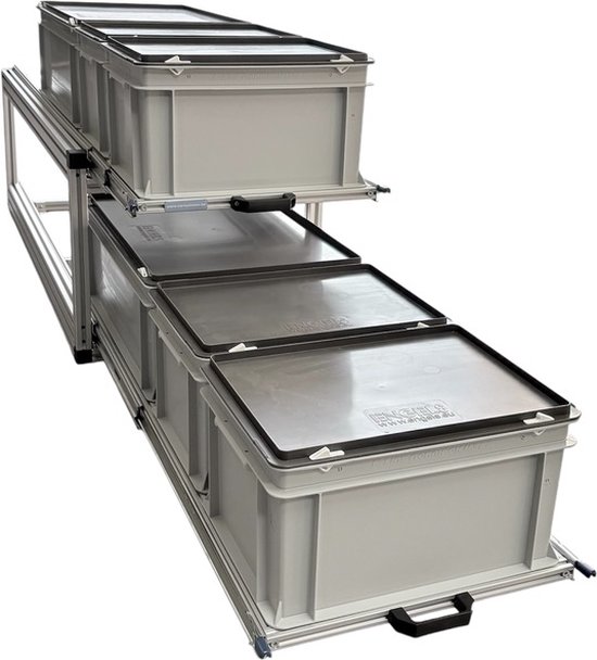 Dubbel schuifframe voor camper 120x40 cm met gesloten bakken - belastbaar 130 kg van Carasafe