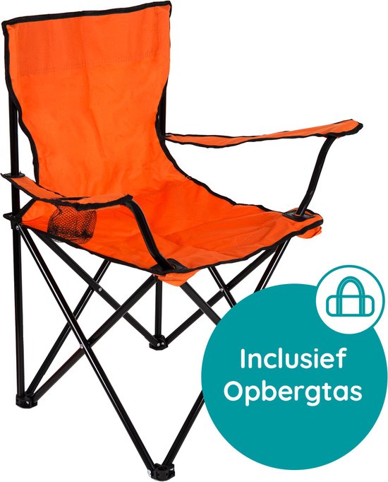 EASTWALL Opvouwbare Kampeerstoel Oranje – Visstoel – EK 2024 stoel – Campingstoel met bekerhouder – Tuinstoel – Oranje stoel – Max 100 kg van EASTWALL